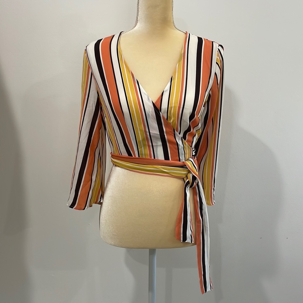 Forever 21 Stripe Wrap Style Top NWT Size S